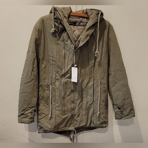 Unisex Warm Hooded Coat Double-zippered adjustable   waistband Size XL  …